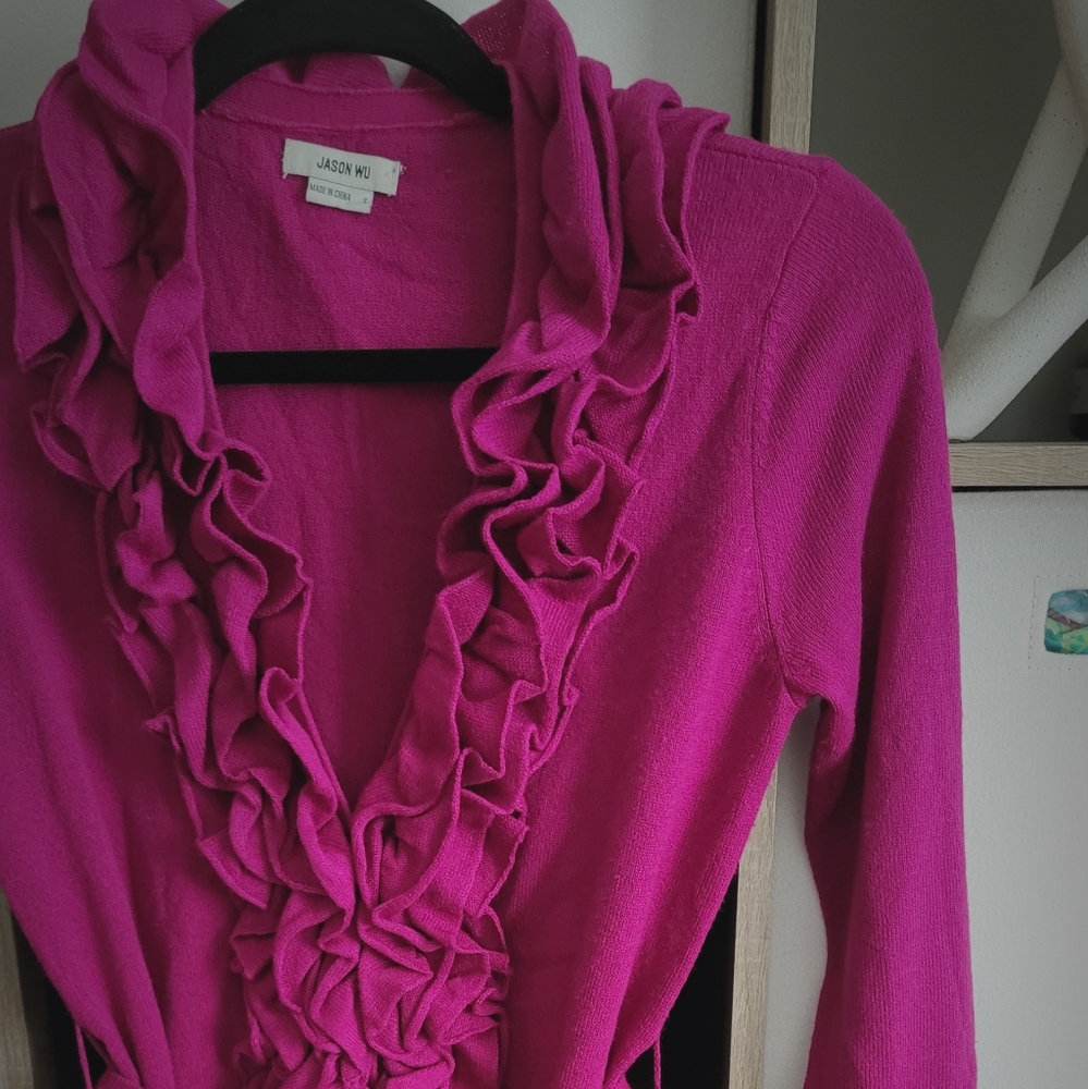 Jason Wu Fuchsia Ruffled Cardigan - Picture 5 of 13